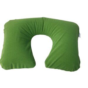Inflatable Travel Neck Pillow for Airplane Neck Support Green